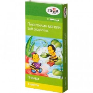 Пластилин восковой мягкий Гамма «Пчелка», 06 цветов, 90г,/РАСПРОДАЖА