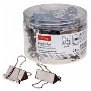 Зажимы для Бумаг Hatber 32мм Серебряные 24шт. в пласт.тубе