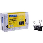 Зажимы для бумаг 32мм, OfficeSpace, 12шт., черные, картонная коробка