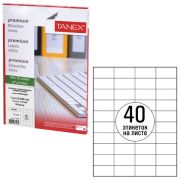 Этикетка самоклеящаяся 52,5х29,7 мм, 40 этикеток, белая, 70 г/м2, 50 листов, TANEX, сырье Финляндия