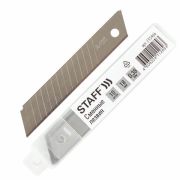 Лезвия для ножей 18 мм КОМПЛЕКТ 10 ШТ., толщина лезвия 0,38 мм, в пластиковом пенале, STAFF «Basic»