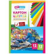 Картон цветной А4, ArtSpace, 12л., 12цв., немелованный, в папке РАСПРОДАЖА