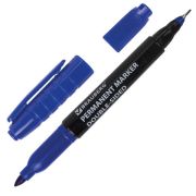 Маркер перманентный двусторонний BRAUBERG «Double», СИНИЙ, наконечники 0,8/3 мм