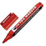 Маркер перманентный ULTRA MARKER, КРАСНЫЙ, 3,5 мм, с клипом, BRAUBERG