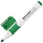 Маркер стираемый для белой доски ЗЕЛЕНЫЙ, BRAUBERG «SOFT», 5 мм, резиновая вставка, 151251