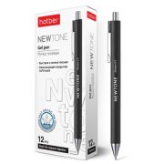 РУЧКА Hatber гелевая Автомат. Newtone Черная 0,5мм чернила fast dry 12шт. в картонной коробке