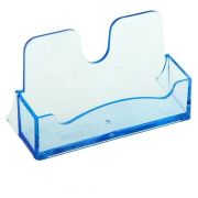 Подставка для визиток настольная СТАММ, 40*100мм, тонированная голубая