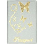 Обложка для паспорта OfficeSpace «Бабочки» мягкий полиуретан, серебро, тиснение золотом