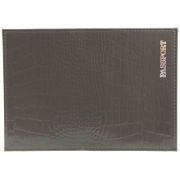 Обложка для паспорта из натуральной кожи Крокодил, серый, тисн.серебро «PASSPORT»