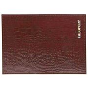 Обложка для паспорта из натуральной кожи Крокодил, бордо, «PASSPORT»