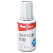 Berlingo Корректирующая жидкость на химической основе с кистью, 20 мл  белый