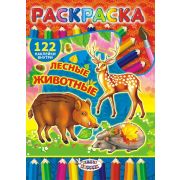 Раскраска с наклейками А4 Лесные животные