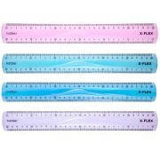 Линейка Пластиковая гибкая 30см Hatber X-Flex цветная-Ассорти- в пакете с европодвесом