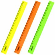 Линейка пластиковая 30 см, ПИФАГОР, непрозрачная, неоновая, ассорти
