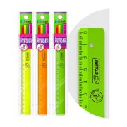Линейка 16см СТАММ «Neon», для левшей, пластиковая, ассорти, европодвес