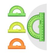 Транспортир 10см, 180° Стамм «Neon Crystal», отливная шкала, ассорти