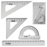 Набор чертежный малый СТАММ (линейка 16 см, 2 угольника, транспортир), тонированный, прозрачный,