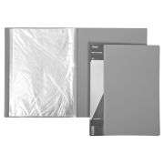 Папка Пластиковая Hatber 20 вкладышей А4ф корешок 14 мм STANDARD 600мкм- Серая