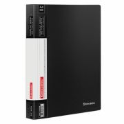 Папка 60 вкладышей BRAUBERG стандарт, черная, 0,8 мм