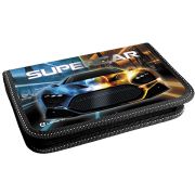Пенал Lamark Supercar, 1 отделение, дополнительный вкладыш, на 25 предметов, 130х200х30 мм, на молнии,  покрытие Soft touch