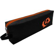 Пенал Lamark на 1 отделение, 21х7х3,5 см, с ручкой, черный, молния и лого оранжевые