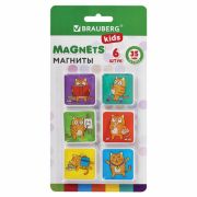 Магниты квадратные стеклянные 35 мм для досок магнитно-маркерных, НАБОР 6 шт., «Кот-энтузиаст» BRAUB