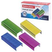 Скобы для степлера цветные №10, 1000 штук, BRAUBERG «EXTRA», до 20 листов, 229300