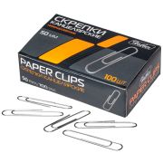 Скрепки канцелярские Hatber никелированные круглые 50мм 100шт. в картонной коробке