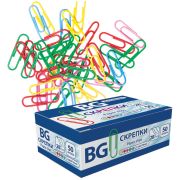 Скрепки 28мм, BG, 50шт., виниловые цветные, картонная упаковка