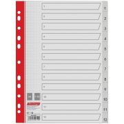 Разделитель листов Berlingo А4, 12 листов, цифровой 1-12, серый, пластиковый