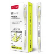 Текстовыделитель Hatber Hi-Lens Двухсторонний 1 mm/5 mm Желтый 12шт. в картонной коробке