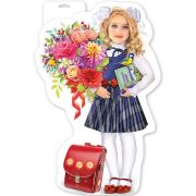 Плакат «Девочка в школьной форме с цветами»