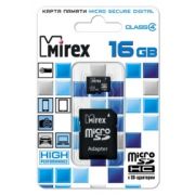 Карта памяти 16G Mirex MicroSD +(адаптер SD) Class 10