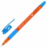 Ручка шариковая масляная с грипом BRAUBERG GLASSY SKY BLUE, СВЕТЛО-СИНЯЯ, узел 0,7 мм, линия письма