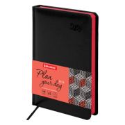 Ежедневник датированный 2026, А5, 138x213 мм, BRAUBERG «Rainbow», под кожу, черный, 117079