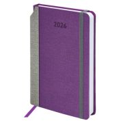 Ежедневник датированный 2026 А5 138x213 мм, BRAUBERG «Mosaic», под кожу, карман для ручки, фиолетовы