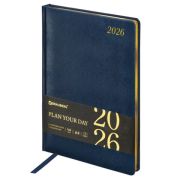 Ежедневник датированный 2026 БОЛЬШОЙ ФОРМАТ 210х297 мм, А4, BRAUBERG «Iguana», под кожу, синий, 1172