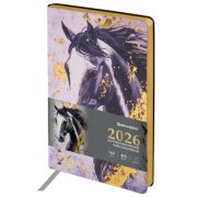 Ежедневник датированный 2026 А5 138x213 мм, BRAUBERG «Vista», под кожу, гибкий, «Majestic horse», 11