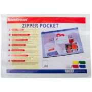 Папка-конверт на молнии Erich Krause «PVC Zip Pocket», А4, 140мкм, прозрачная