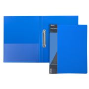 Папка Пластиковая Hatber на 2-х кольцах А4ф корешок 25 мм STANDARD 700мкм- Синяя