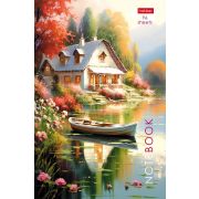 Блокнот 96л А5ф клетка на скобе глянц. ламин.-Дом у озера-