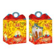 Коробка для кулича 16х16х20(27) см Красный Бант, с окном, пл.350г/м2