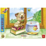 Пазл в рамке, 12 элементов, А4, «Котенок-рыбак», 200х300 мм