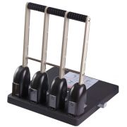 Дырокол мощный на четыре отверстия KW-trio 150л., черный, с линейкой