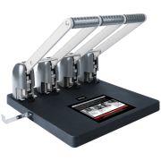 Дырокол мощный на четыре отверстия Berlingo «Heavy Duty» 150л., черный, с линейкой