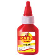 Клей ПВА-М ЛУЧ «Супер» (бумага, картон, кожа, ткань, дерево, стекло, фотографии), 25 г